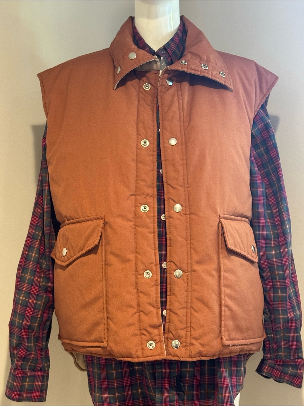 Vintage Down Country Reversible Down Puffer Vest XL Made in Korea